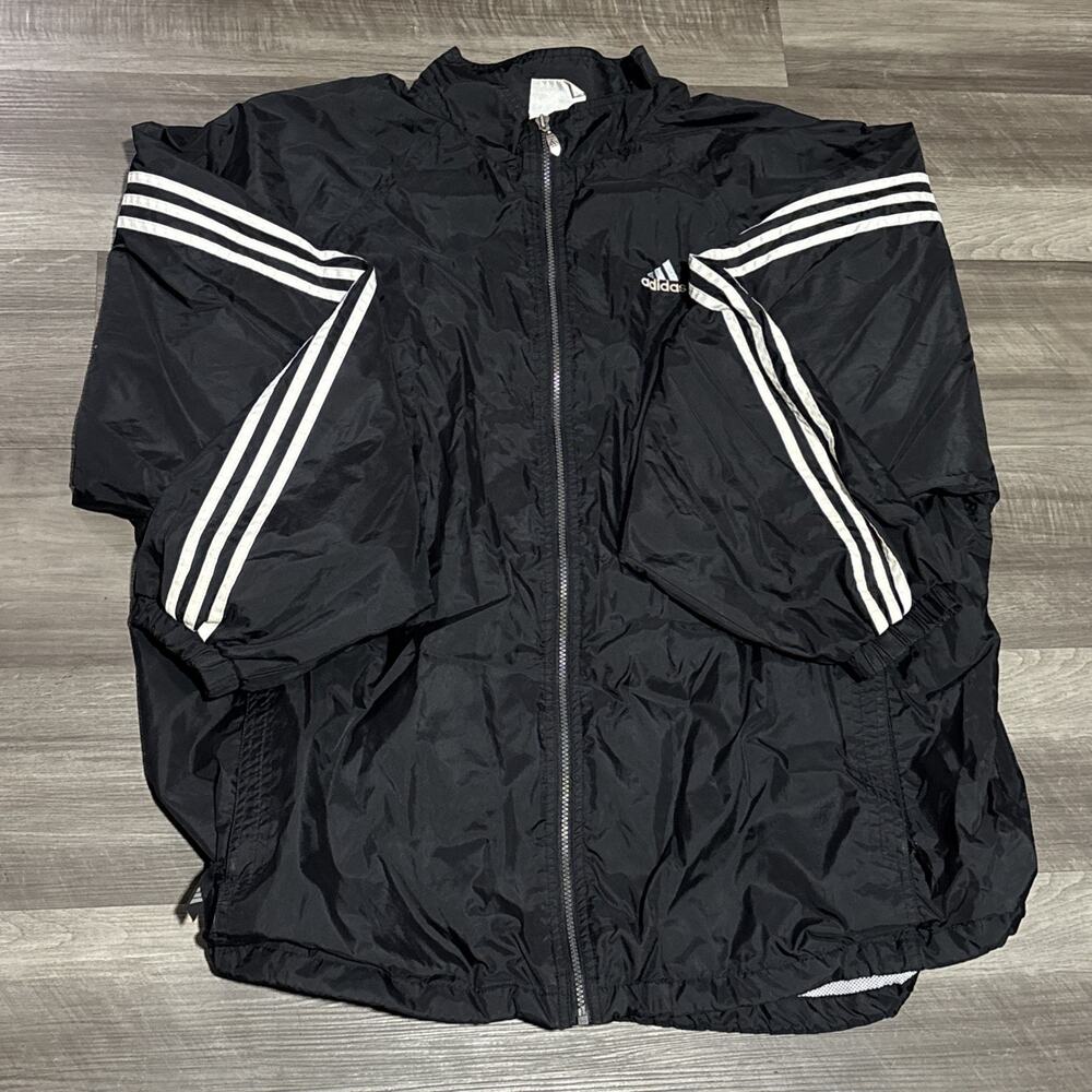 Vintage 90s Adidas 3 Stripe Track Jacket Black 2XL Clean